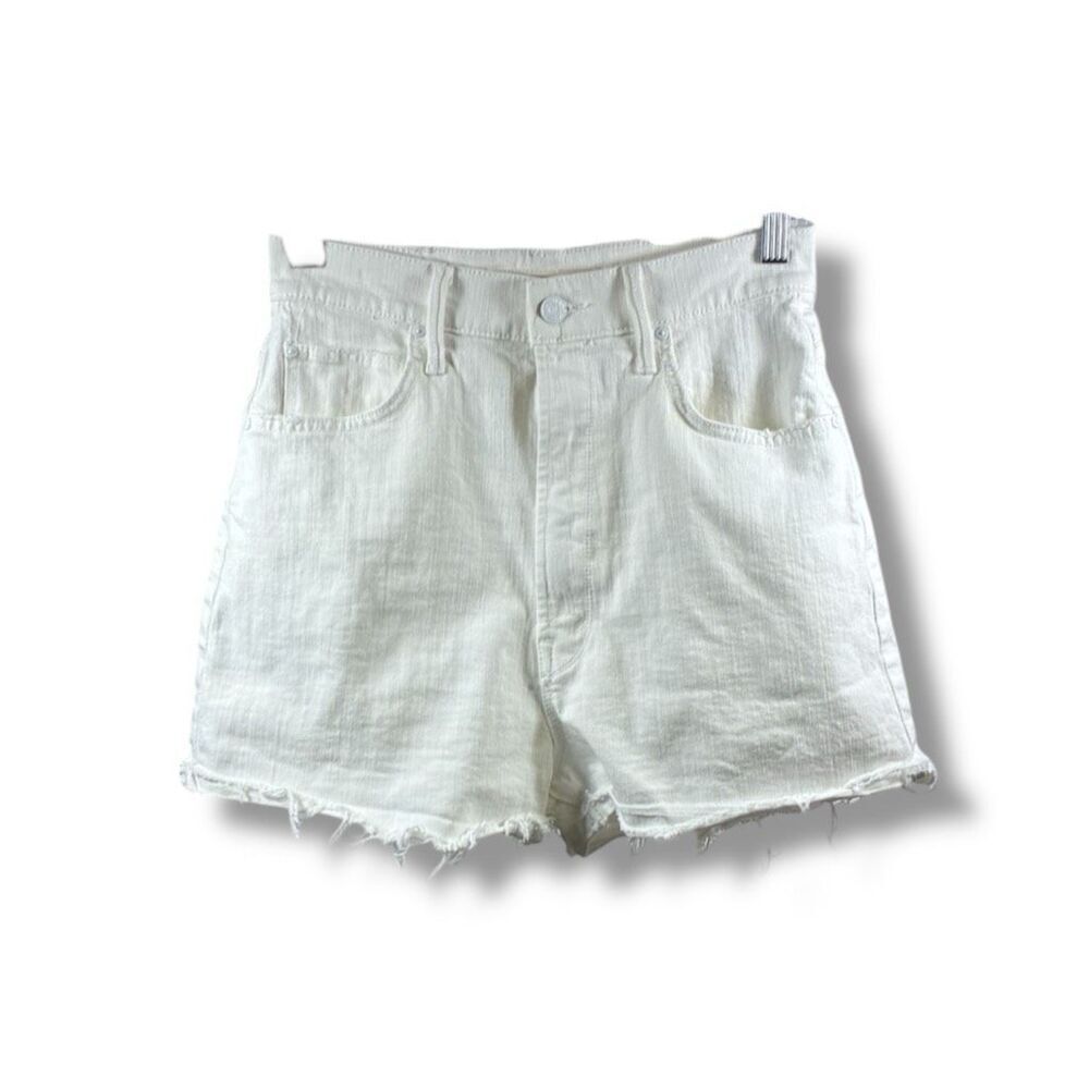 Mother High Waisted Tunnel Vision Cuffed Fray Short Totally Innocent Short in Wh